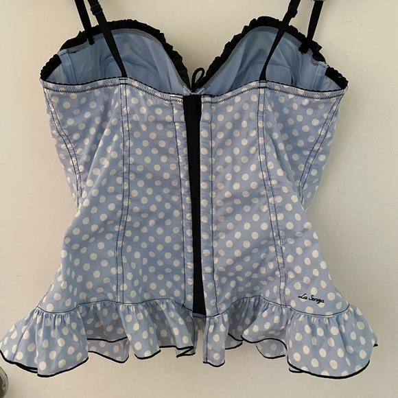 LaSenza blue polka dot bustier, size L - Picture 3 of 6